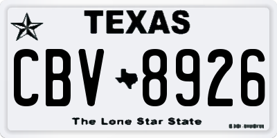 TX license plate CBV8926