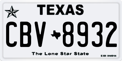 TX license plate CBV8932