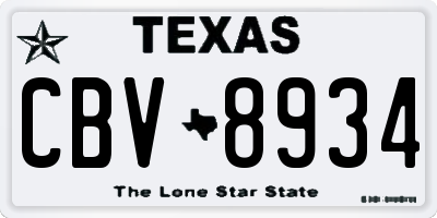 TX license plate CBV8934