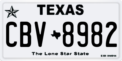 TX license plate CBV8982