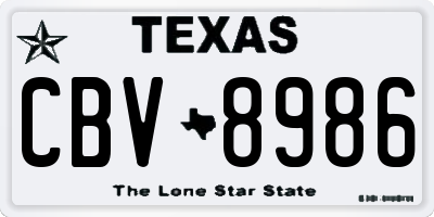 TX license plate CBV8986
