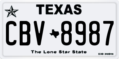 TX license plate CBV8987