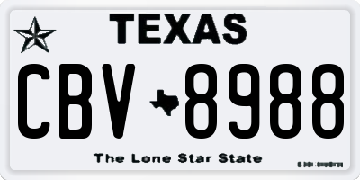 TX license plate CBV8988