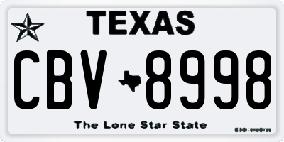 TX license plate CBV8998