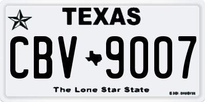 TX license plate CBV9007