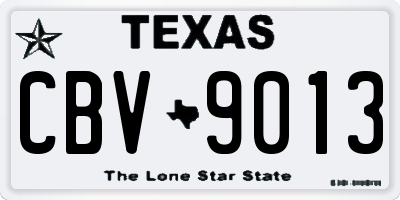 TX license plate CBV9013