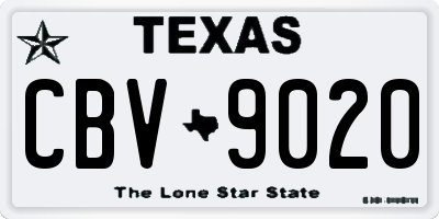TX license plate CBV9020