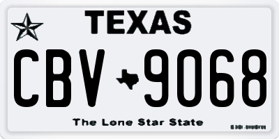 TX license plate CBV9068