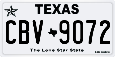 TX license plate CBV9072