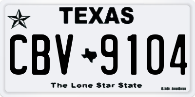 TX license plate CBV9104