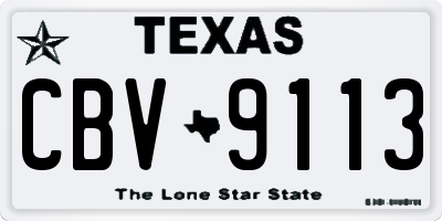 TX license plate CBV9113