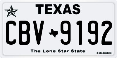 TX license plate CBV9192