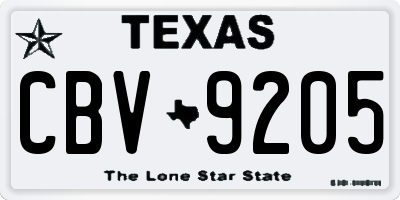 TX license plate CBV9205