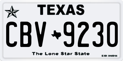 TX license plate CBV9230