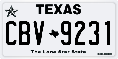 TX license plate CBV9231