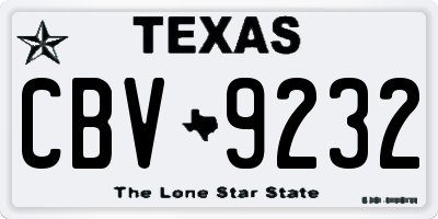 TX license plate CBV9232