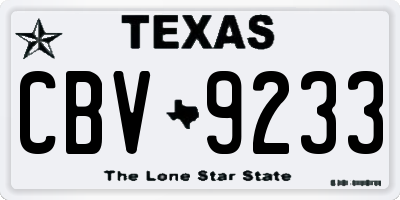 TX license plate CBV9233