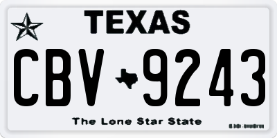 TX license plate CBV9243