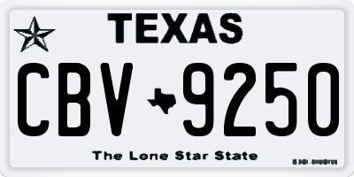 TX license plate CBV9250