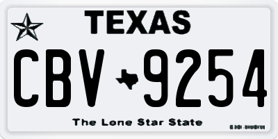 TX license plate CBV9254