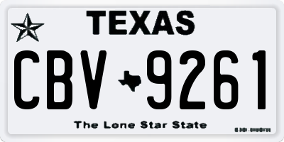 TX license plate CBV9261