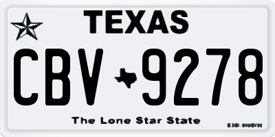 TX license plate CBV9278