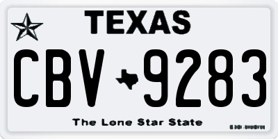 TX license plate CBV9283