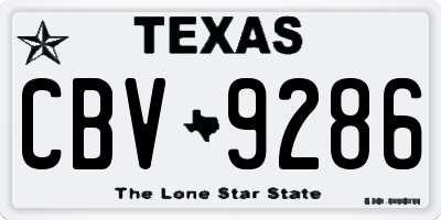TX license plate CBV9286