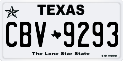 TX license plate CBV9293
