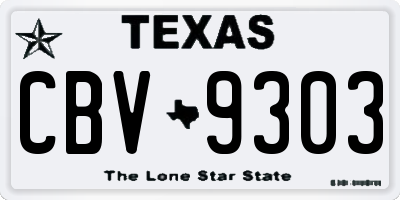 TX license plate CBV9303