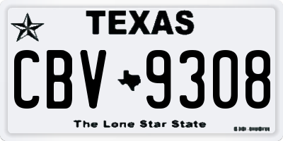 TX license plate CBV9308