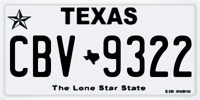 TX license plate CBV9322