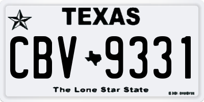 TX license plate CBV9331