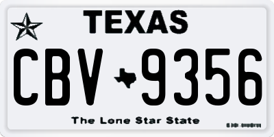 TX license plate CBV9356