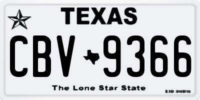 TX license plate CBV9366