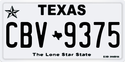 TX license plate CBV9375