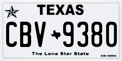 TX license plate CBV9380