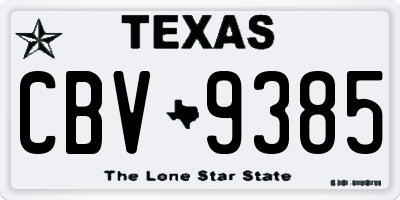 TX license plate CBV9385