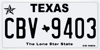 TX license plate CBV9403