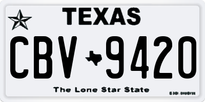 TX license plate CBV9420