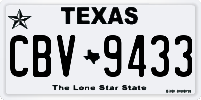 TX license plate CBV9433