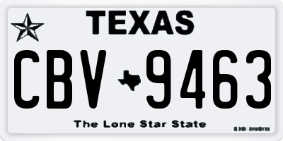 TX license plate CBV9463
