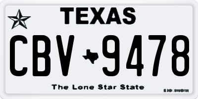 TX license plate CBV9478