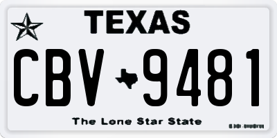TX license plate CBV9481