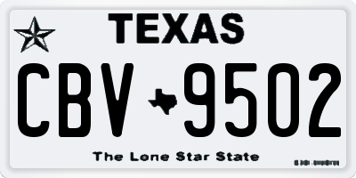 TX license plate CBV9502