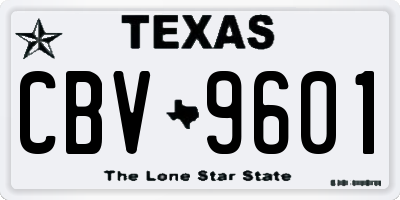 TX license plate CBV9601