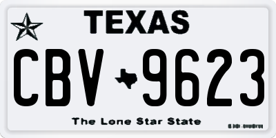 TX license plate CBV9623