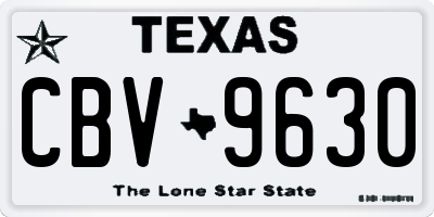 TX license plate CBV9630