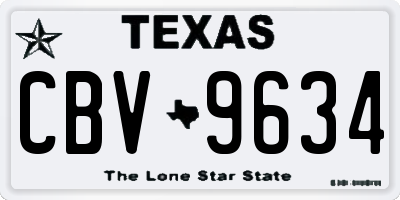TX license plate CBV9634