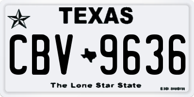 TX license plate CBV9636